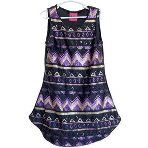 Little Girl's 4/5 Aviva Sequin Dress Black Shiny Purple Gold